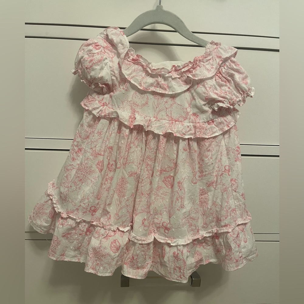 Janie and Jack Baby Girl's Bunny Toile Ruffle Dress